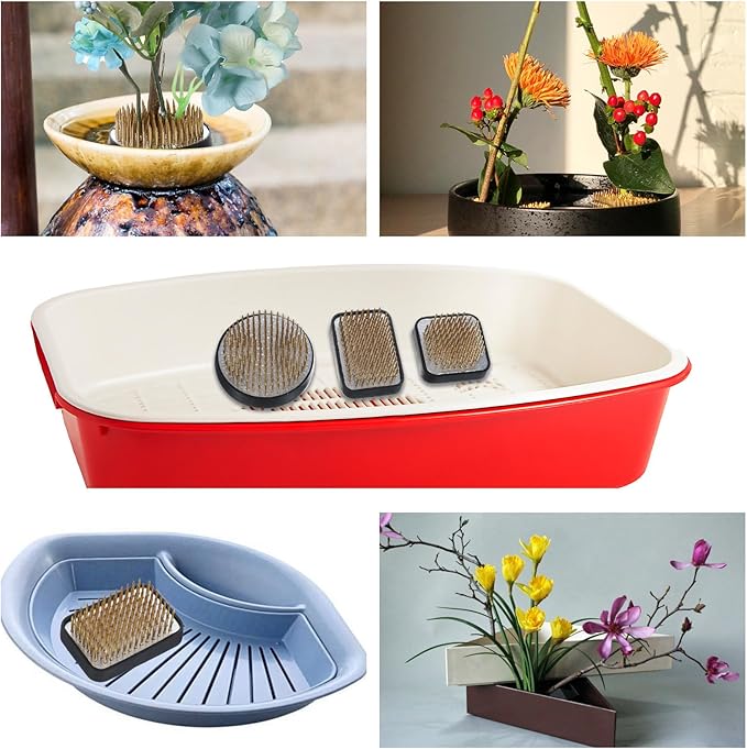 4/Set Flower Frog Japanese Ikebana Flower Arrangement Kenzan Kit, 2.4”Round - Image 4