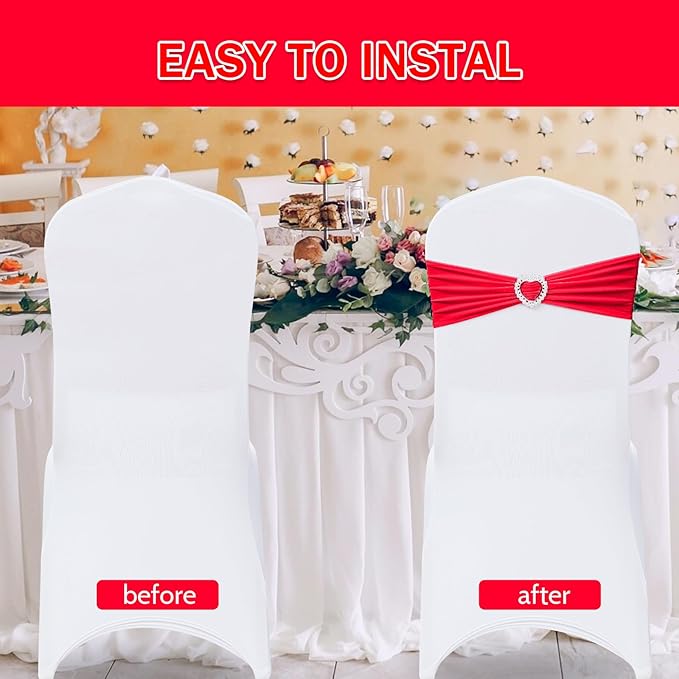Howhic Pack of 30 Spandex Chair Sashes Bows Stretch Chair Cover Band - Image 4