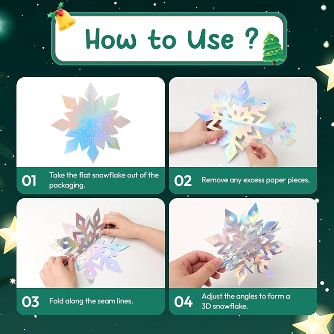 Benbilry 3D Hanging Snowflake Decorations - Image 5