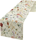 Floral Butterfly Table Runner, Rustic Colorful Flower Botanical Watercolor by Kurtect