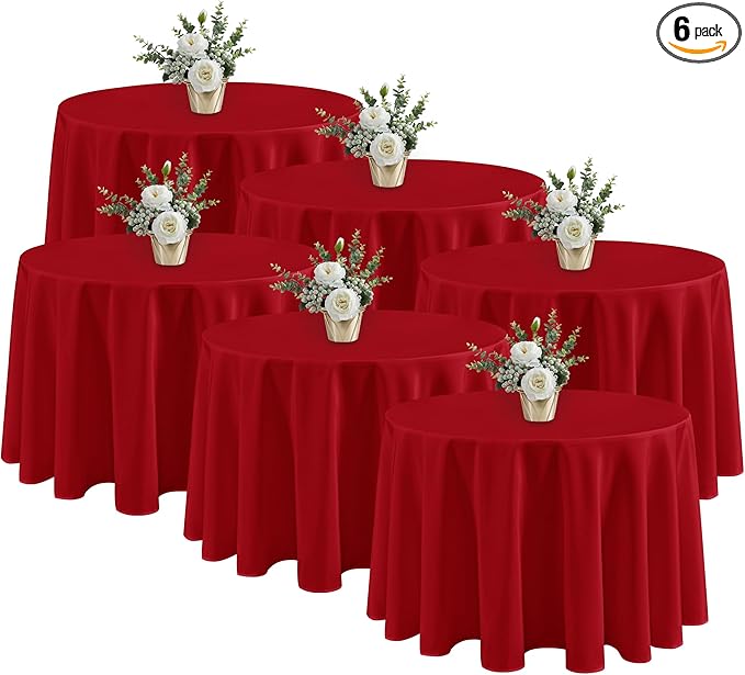 Fitable 6 Pack Red Tablecloths for Round Tables by Fitable