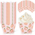 Whaline 36Pcs Peach Cupcake Wrappers Watercolor Pink Peach Cupcake Liners by Whaline