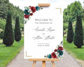Burgundy and Dark Teal Wedding Welcome Sign, Welcome To The Wedding Of Signs by Custom