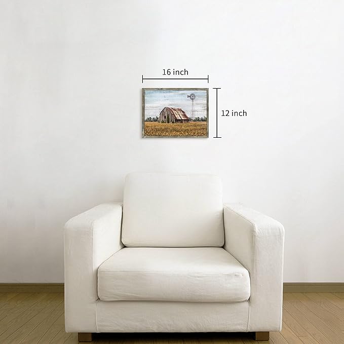 Rustic Life Wooden Wall Art: Rural House in the middle of Straw Artwork Wooden - Image 6