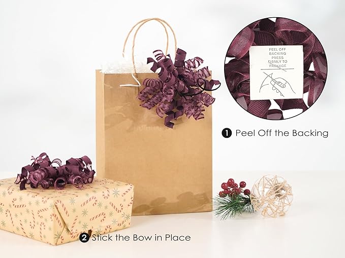 HUIHUANG Christmas Bows for Gift Wrapping Burgundy Curly Gift Bow 5 inch x 8 - Image 2