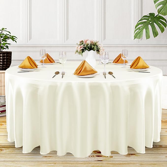 fani 6 Pack 108 Inch Ivory Round Tablecloth - Image 5
