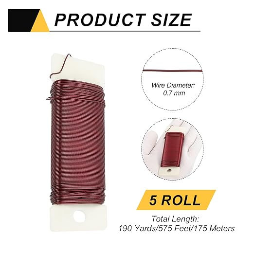 MECCANIXITY 190 Yards/575 Feet Metal Floral Wire 21 Gauge Red Flexible Paddle - Image 2