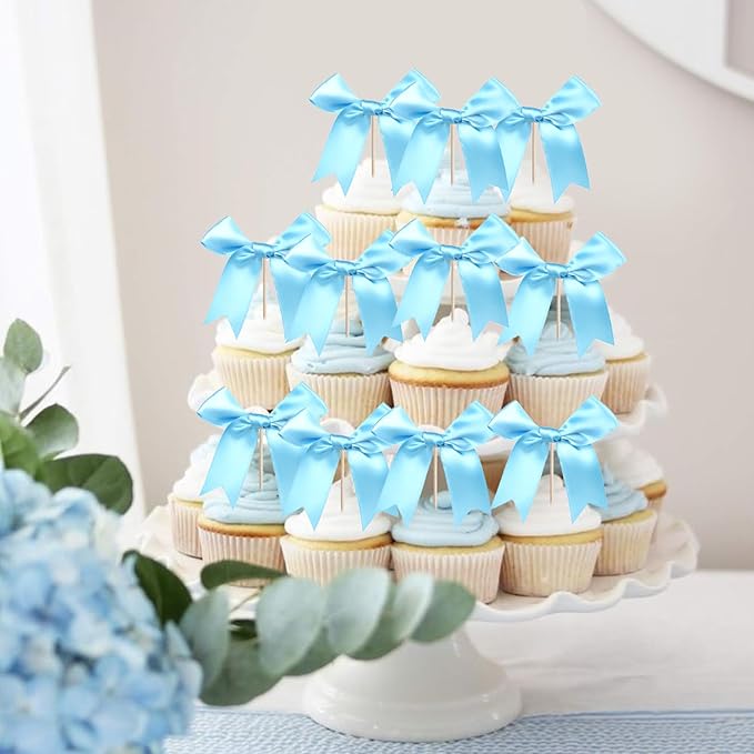 24 PCS Bow Cupcake Toppers Bowknot Cake Toppers Bow Girls Birthday Cake - Image 6
