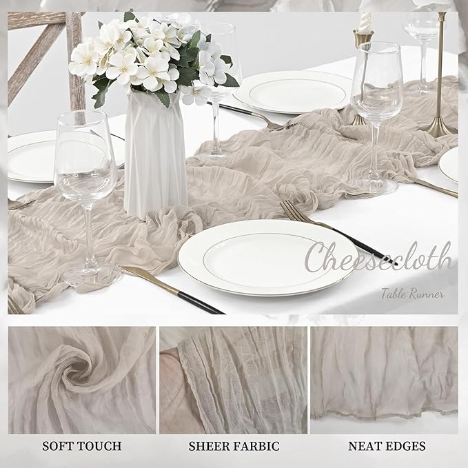6 Pack Rose Brown Cheesecloth Table Runner 10FT Rustic Gauze Fabric Cheese - Image 3