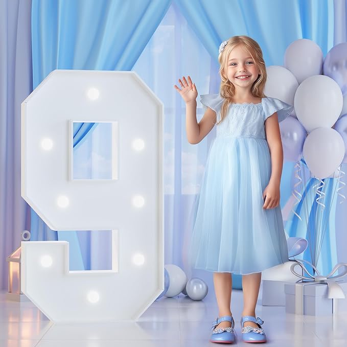 3FT Marquee Numbers 9 for 9th 19th 90th Birthday Party Decorations, Large Light by Tongjoy