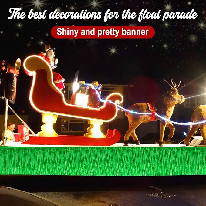 6 Pack 10 Ft Green Foil Fringe Garland Metallic Streamers Tinsel Banner Wall - Image 5