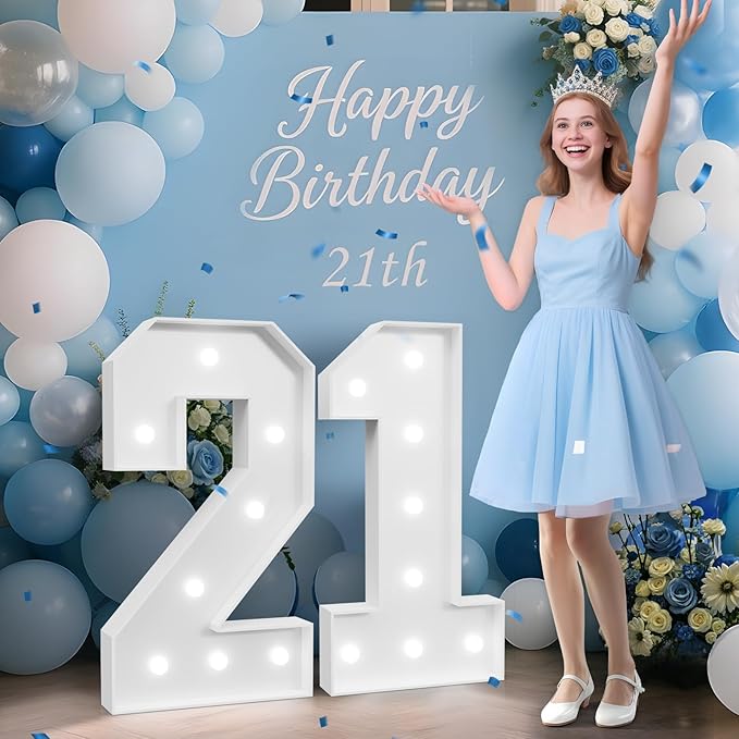 3FT Marquee Numbers 21, Happy 21st Birthday Decorations by Tongjoy
