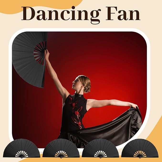 4PCS Large Chinese Folding Fans - Image 4