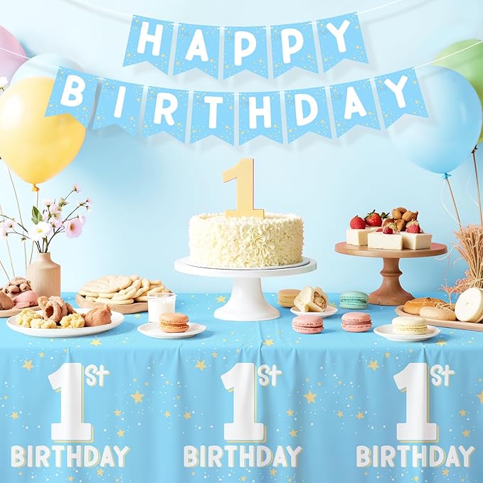 Gatherfun Baby Blue Party Supplies Set: 1st Birthday Decorations, Includes - Image 4
