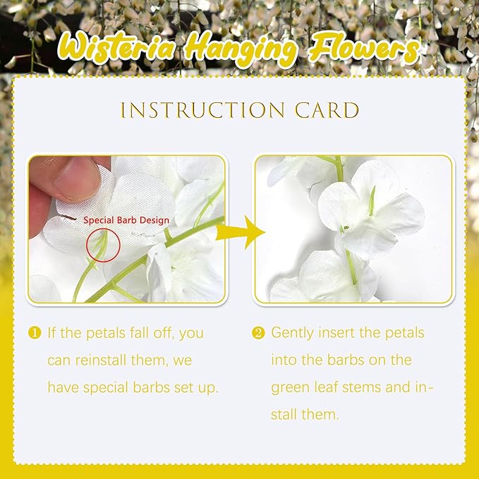 12 Pack Yellow Wisteria Hanging Flowers, 3.44 Ft Fake Hanging Flowers, - Image 4