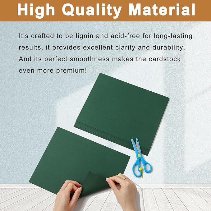 120 Sheets Dark Green Cardstock 8.5 x 11 Craft Paper, 92lb Christmas Green Card - Image 4