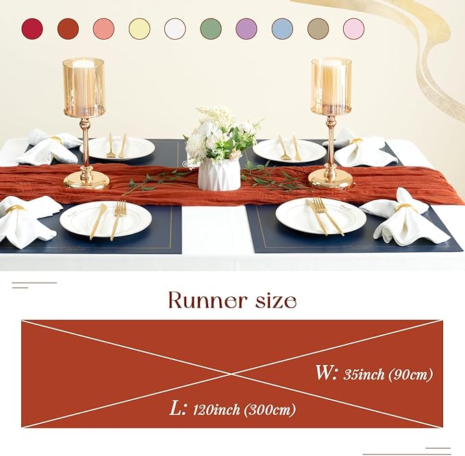 Sioloc Terracotta Table Cloth Cheesecloth Table Runner 10ft Rustic - Image 3