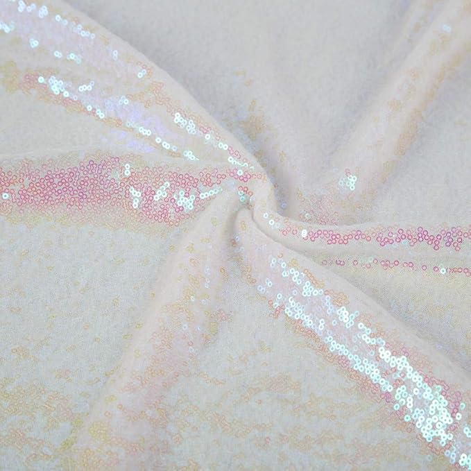 JYFLZQ White Iridescent Sequin Backdrop Curtains 4ft x 6.5ft 1 Panel Glitter - Image 4