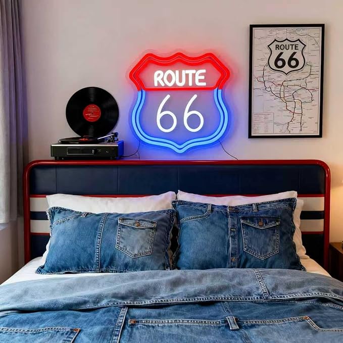 Route 66 Neon Sign, Route 66 Light up Sign Led Neon Light Signs - Image 8