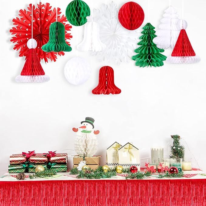 10 Pack 10 Feet Red Foil Fringe Garland Metallic Tinsel Streamers Banner Wall - Image 3