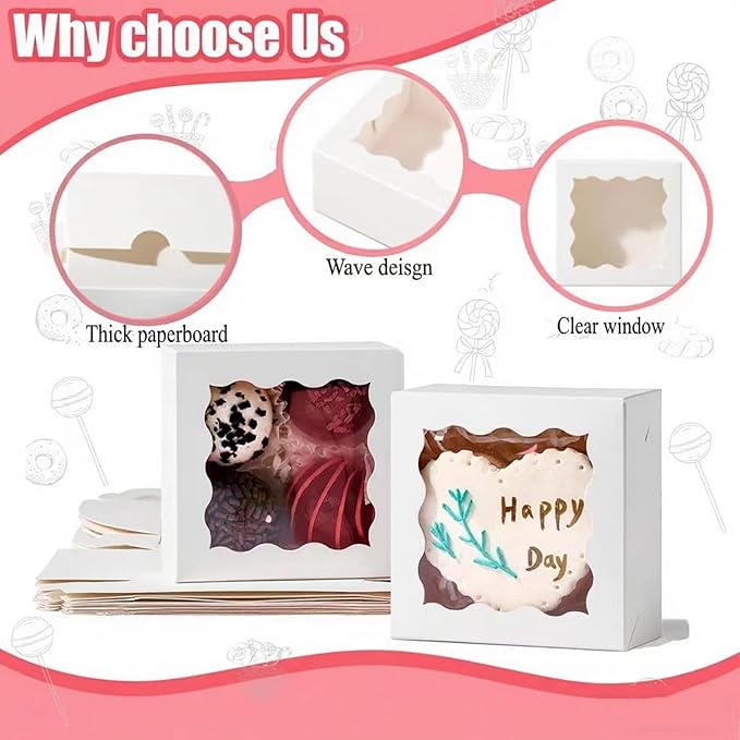 RomanticBaking 3.2" x 3.2" x 1.5" 100PCS Cookies, Chocolate Truffle, Mini - Image 3