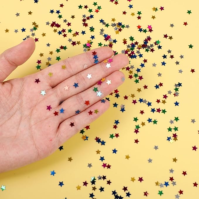 STEFORD 150g Rainbow Star Confetti, 6mm Multicolor Star Glitter Metallic Sequin - Image 4