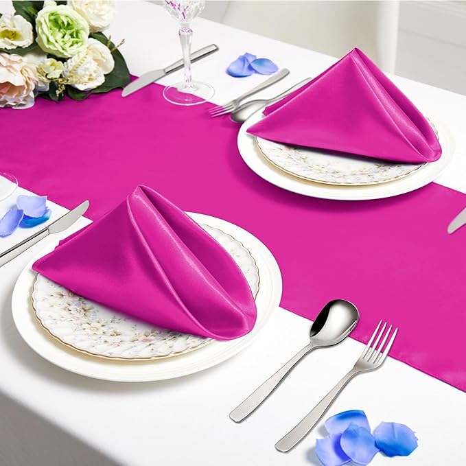 Horbaunal 30 Pack Hot Pink Satin Napkins 20 x 20 Inch, Square Soft Table Dinner - Image 4