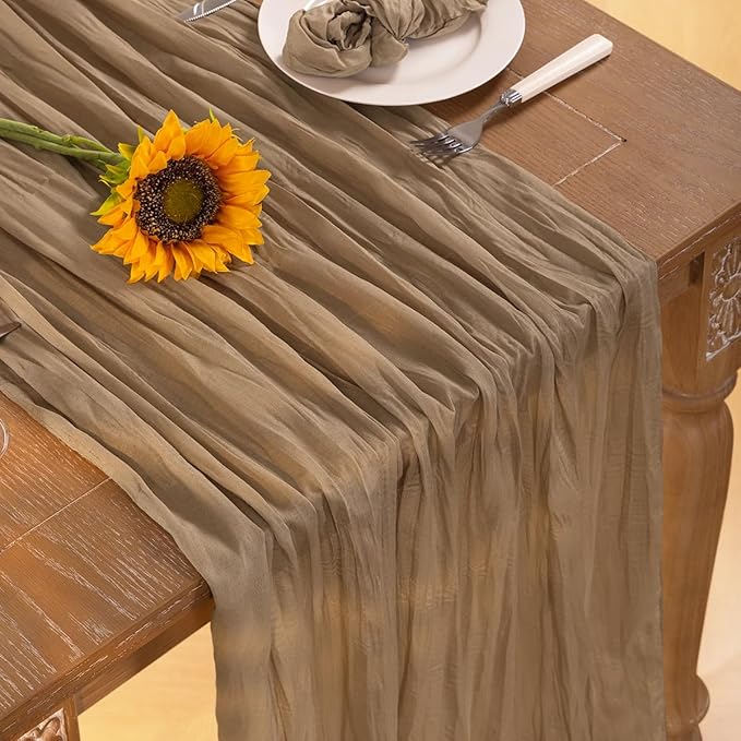 Nude Cheesecloth Table Runner 4 Pack Fall Table Runners Boho Gauze 120 Inches - Image 6