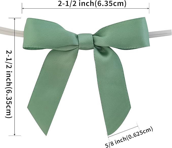 50pcs 2-1/2" Vanilla Green Satin Ribbon Bows - Image 3