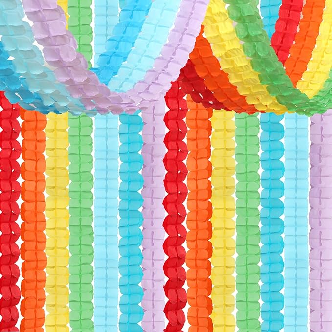 Rainbow Red-Orange Green-Blue Purple Streamers Garland by OURUOLA