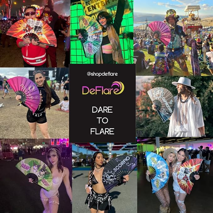 DeFlare | Cosmic Zodiac Rave Fan | Zodiac Sign Hand Fan | Astrology Rave Fan | - Image 6
