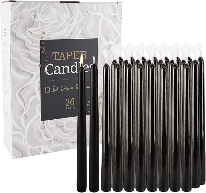 36-Pack 10-Inch Black Taper Candles - Image 3