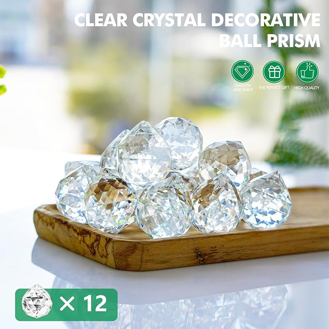 12pcs 30mm Clear Crystal Glass Ball Prisms Hanging Crystals Prisms Sun Catchers - Image 2