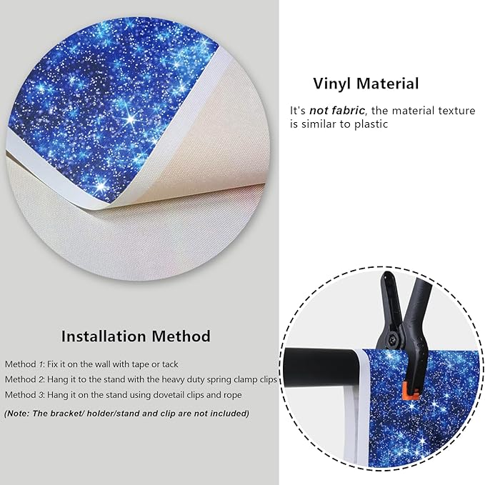 YongFoto Blue Glitter Backdrop 20x10ft Silver Light Spots Navy Blue Sequin - Image 4