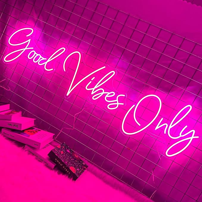 Good Vibes Only Neon Signs for Wall Decor -56.57" x 13.5" Pink large Neon Sign - Image 8