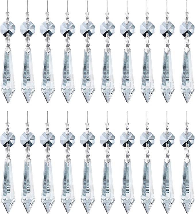 H&D HYALINE & DORA 20PCS 55mm Clear Chandelier Icicle Crystal Prisms Lamp by HDHYALINEDORA