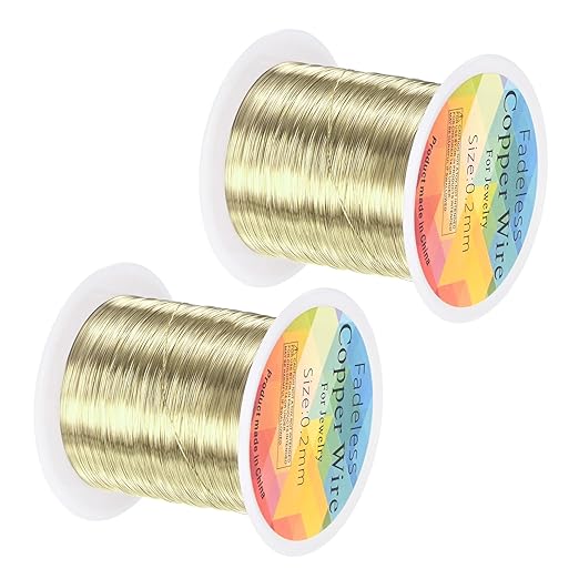 2-Rolls 0.2mm Jewelry Wire, 32 Gauge 328FT Craft Wire Copper Beading Wire by MMETERXITY