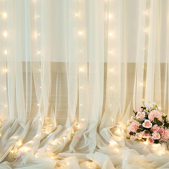 Ivory Tulle Backdrop Curtains - Image 7