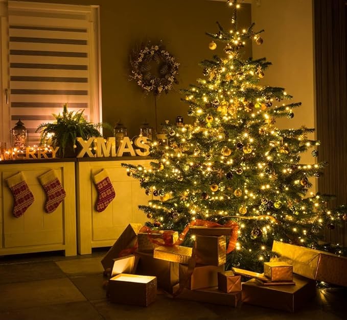 LAMPHOME 66ft Golden Christmas Decorative Mini Lights, 200 LED Transparent Wire - Image 6