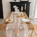 Romantic Artificial Floral Table Runner 10ft Gauze Tulle Lace Table Runner Set by Gzcvba