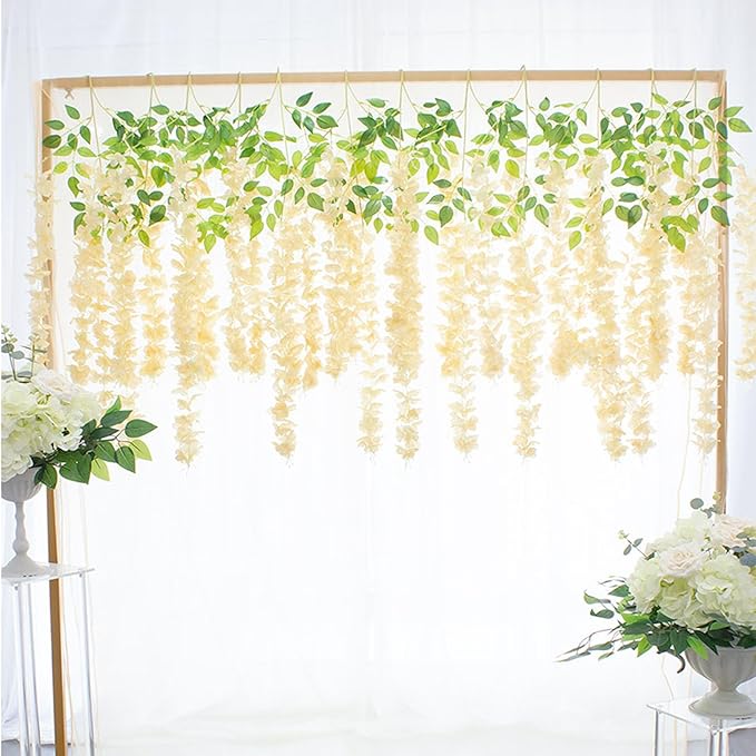 12 Pack Champagne Wisteria Hanging Flowers Garland - Image 6