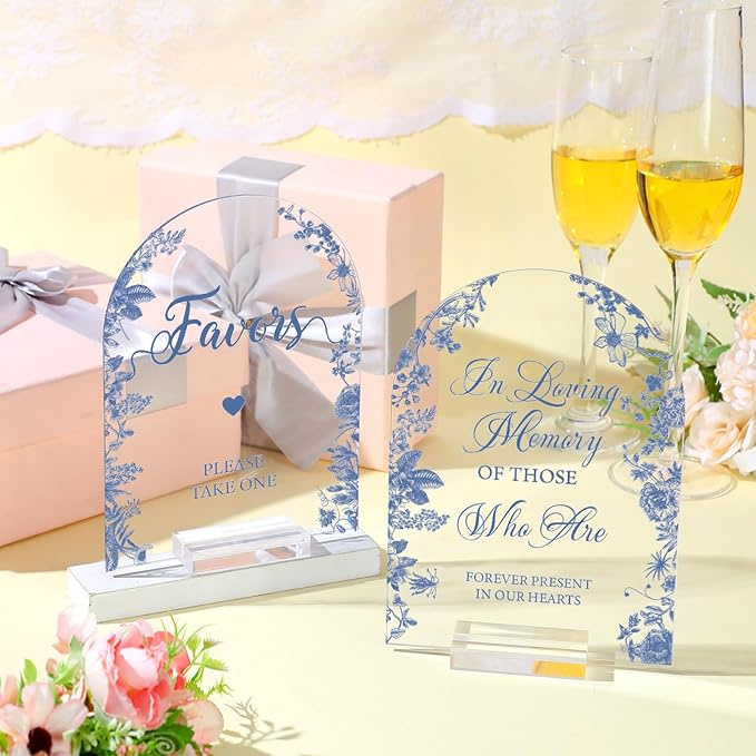4 Pcs Flower Acrylic Wedding Signs - Image 4