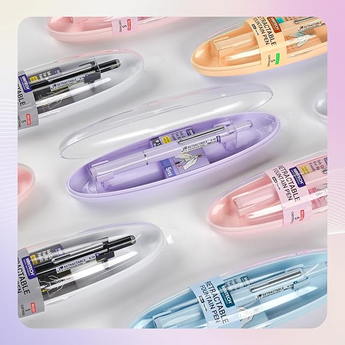 WRITECH Retractable Fountain Pen Set: Fine Nib Black Ink Pens Includes 5 Ink - Image 6