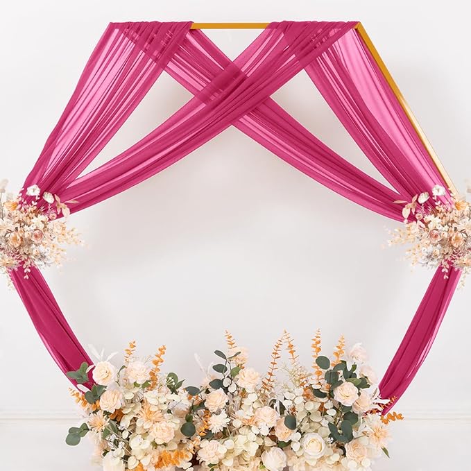 MLMC Hot Pink Wedding Arch Draping Fabric 4 Panels 29" x 20 FT Extra Long Gauze - Image 6