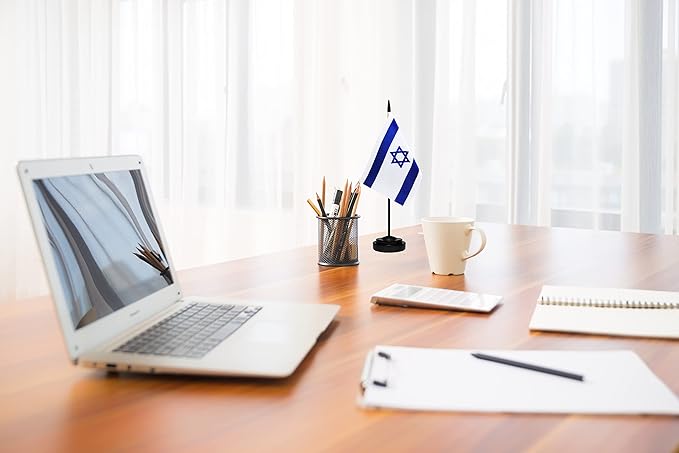 Israel Israeli Deluxe Desk Flag Set Small Mini Miniature Israel Israeli Table - Image 4