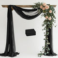 Wedding Arch Draping Fabric 3 Panels 28.7" x 20FT Black Sheer Chiffon Backdrop by Xiomot