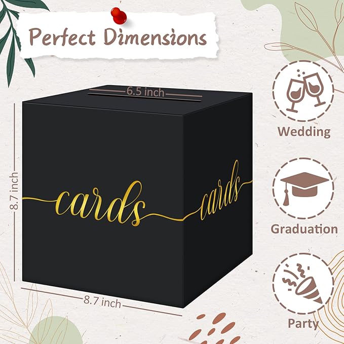 QIKSION Black Card Box for Party, Wedding Reception, Baby Shower - Image 4