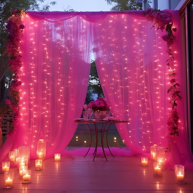 20×10ft Hot Pink Tulle Backdrop Curtain - Image 6