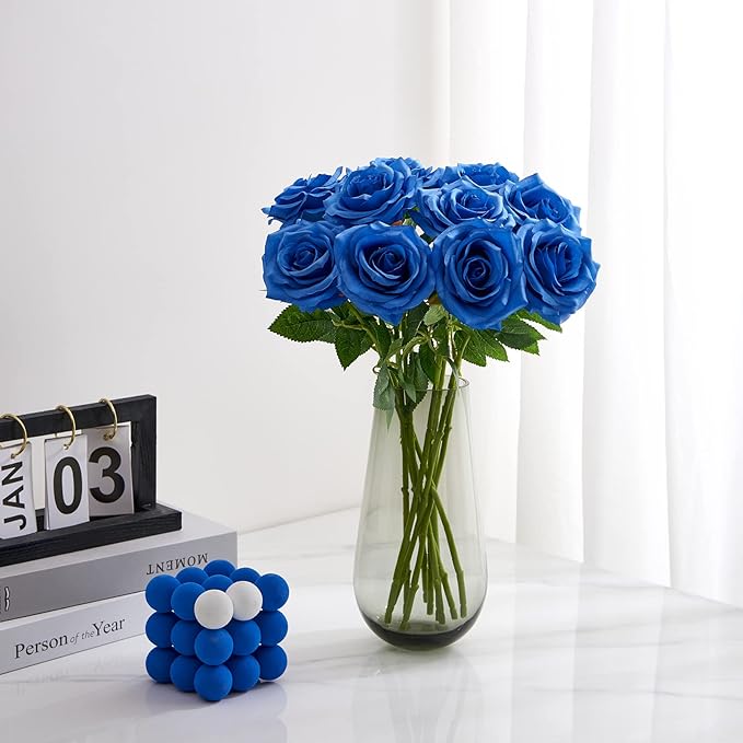 Artificial Rose 10pcs Open Flower Bouquet Faux Rose Stems - Image 2