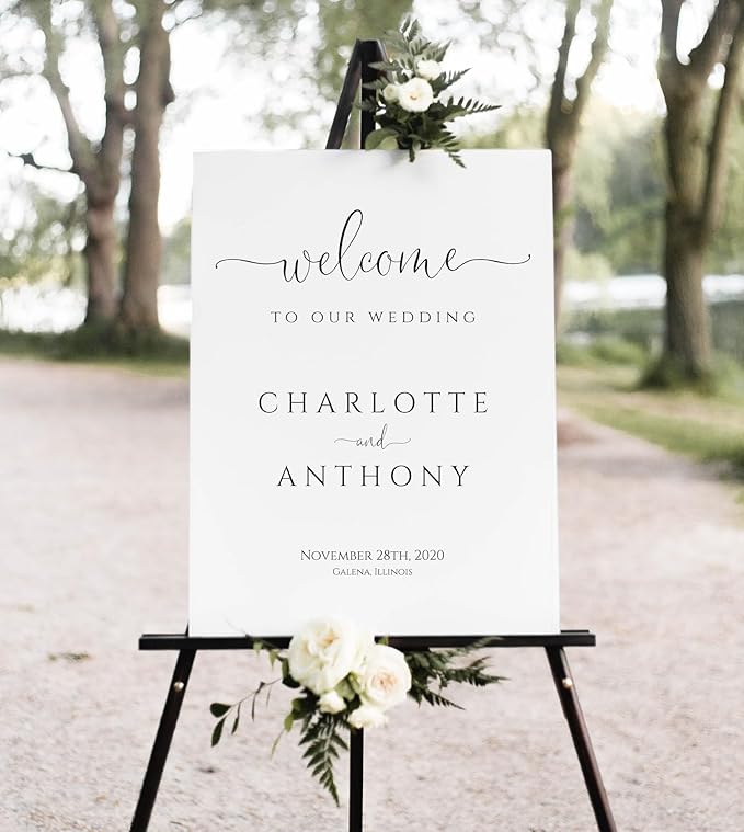Wedding Welcome Sign, Welcome To Our Wedding Sign, Pole Mount by CENOVACY